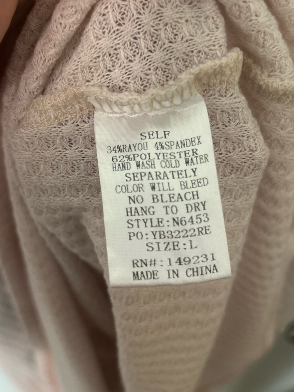Kori Thermal Waffle Knit Mixed Print Tunic Top Blush Pink Size Large - Picture 6 of 8